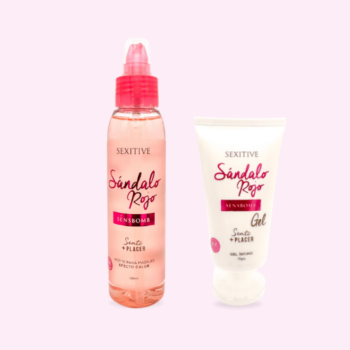Set Sensbomb Sándalo Rojo - Aceite + Gel íntimo
